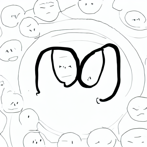 AI image generated of A black drawing of a face with two eyes and a nose.